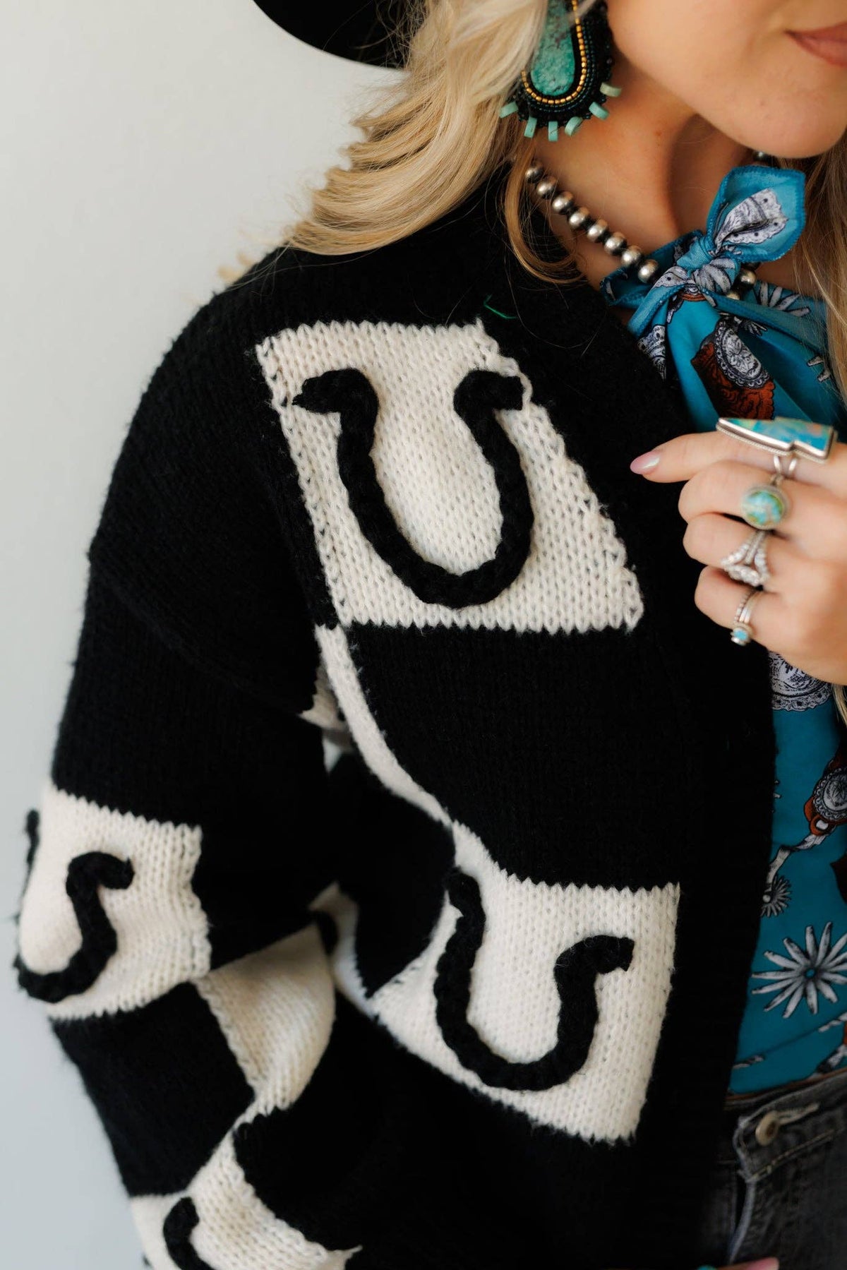 Black Horseshoe Knit Cardigan