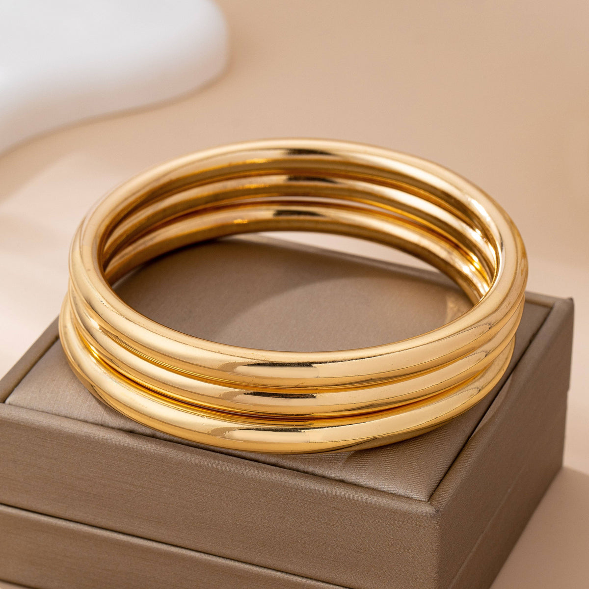 Chunky Triple Tube Bangle Set *Silver