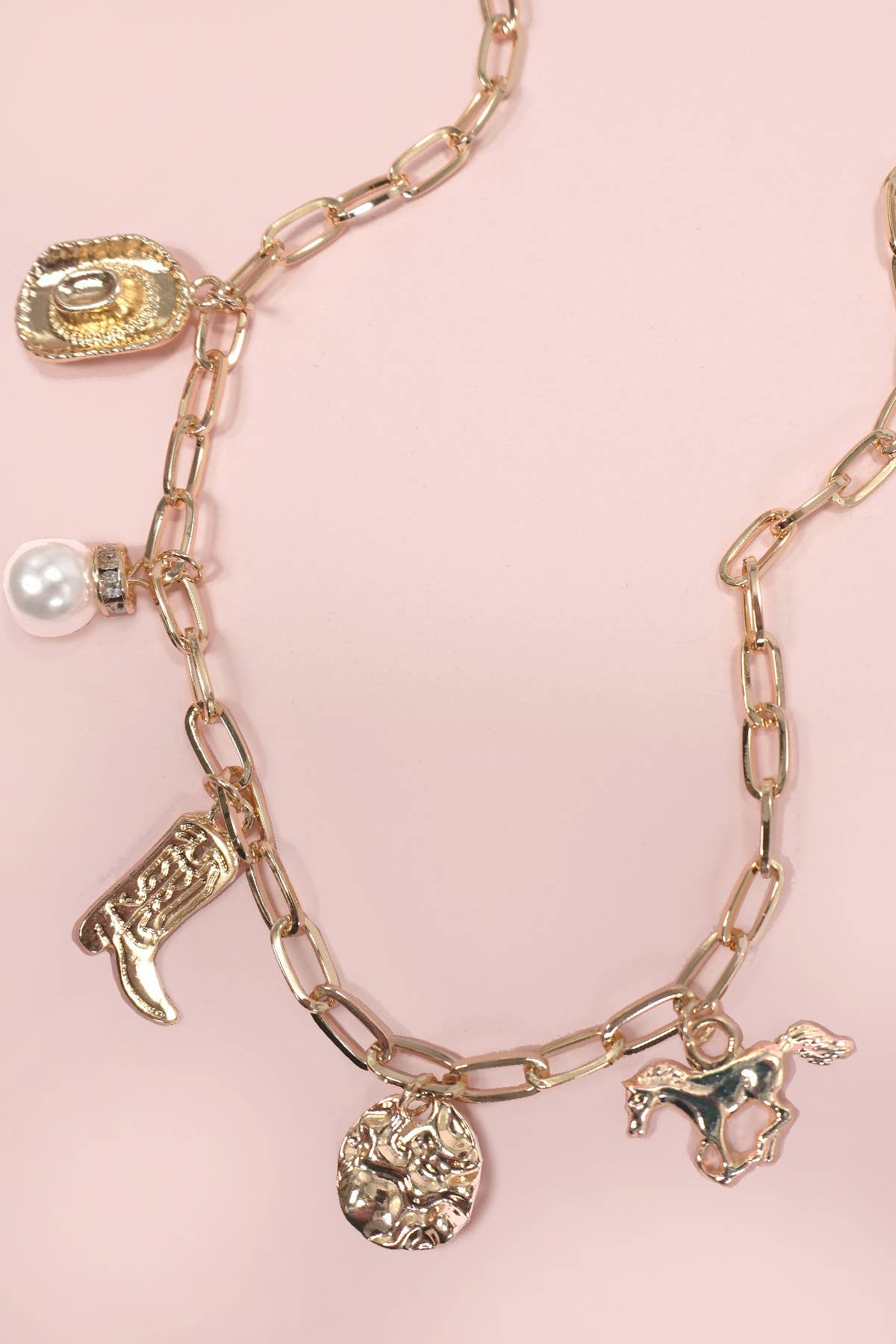 Western Boot Star Hat Horseshoe Charm Necklace