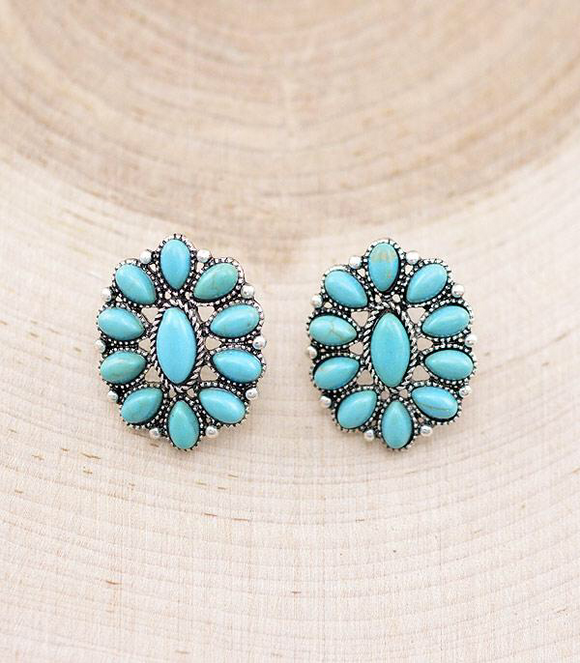 Turquoise Cluster Earrings