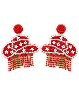 Red Cowboy Hat Earrings