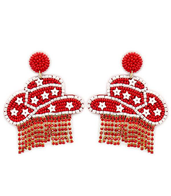 Red Cowboy Hat Earrings