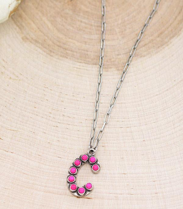 Pink Initial Necklace