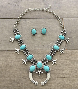 Turquoise Squash Blossom Necklace Set