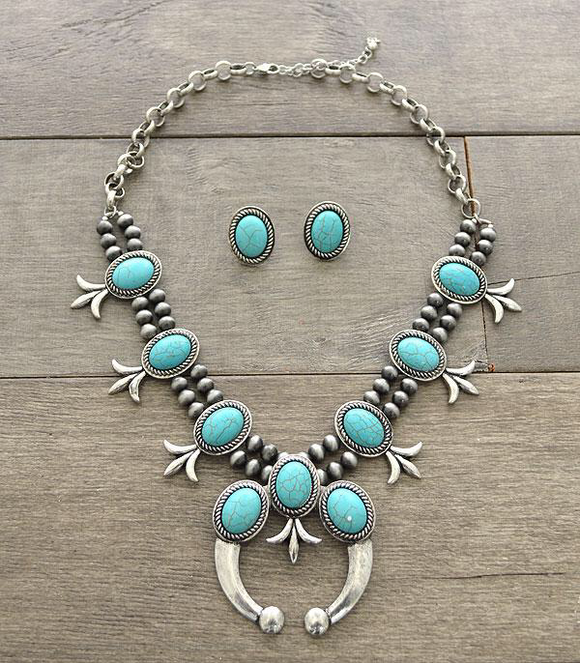 Turquoise Squash Blossom Necklace Set