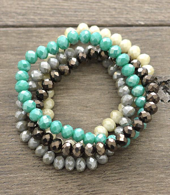 Glass Bead Layered Bracelet Set