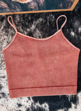 Spaghetti Strap Rust Crop Tank