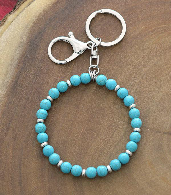 Turquoise Bead Keychain Wristlet