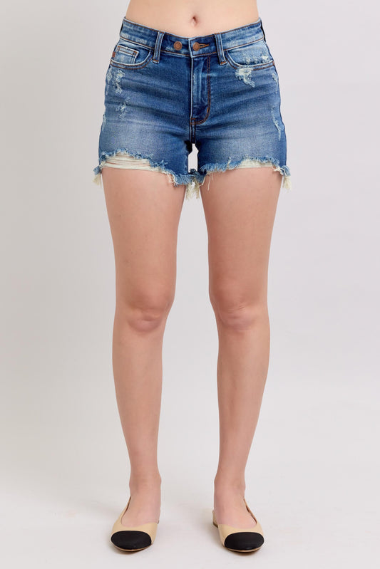 Judy Blue 2 Button Dad Distressed Shorts