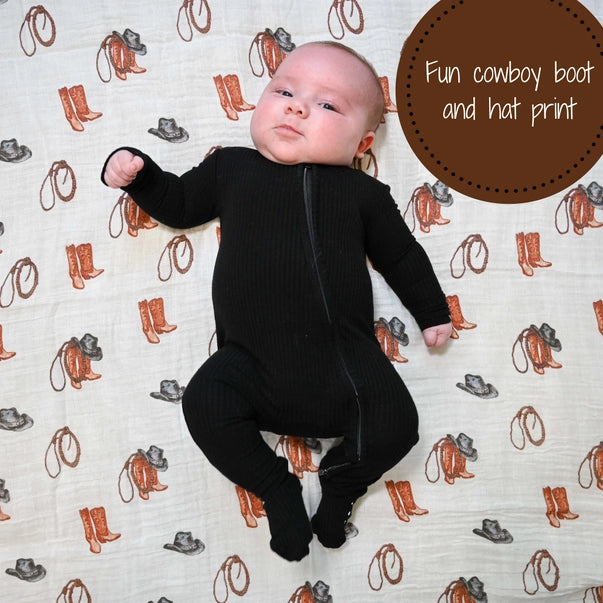 Life Is Better in Boots Western Baby Swaddle Blanket
