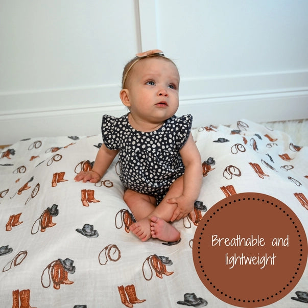 Life Is Better in Boots Western Baby Swaddle Blanket