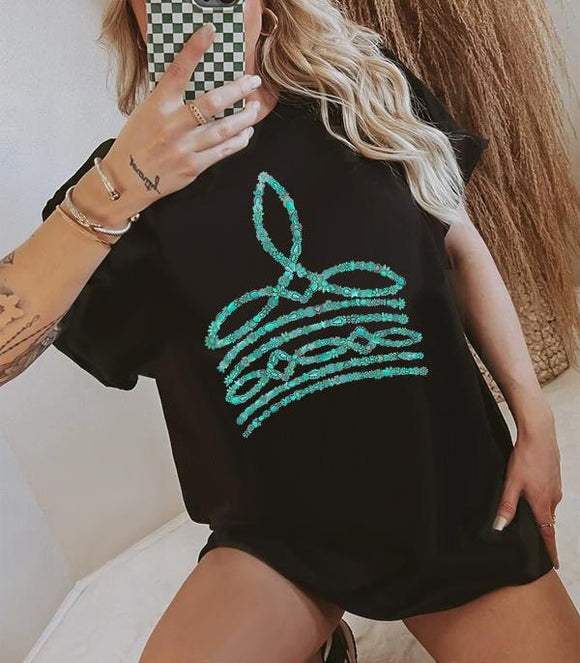 Turquoise Boot Stitch Graphic Tees