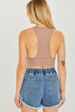 Taupe Racer-back Crop Tank