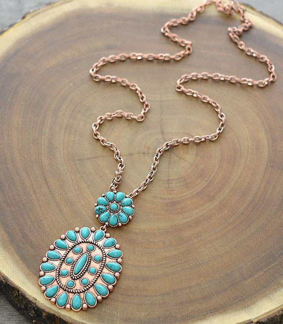 Turquoise and Copper Pendant Necklace