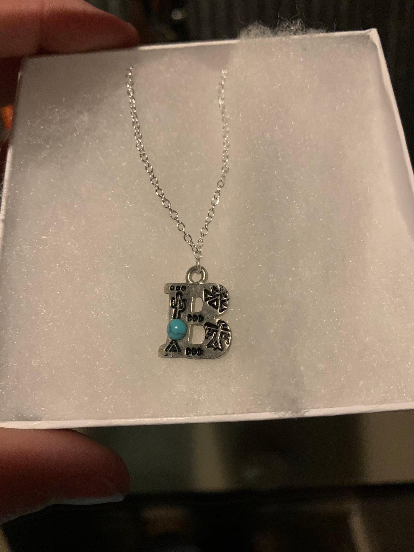 Initial Necklace with Stone
