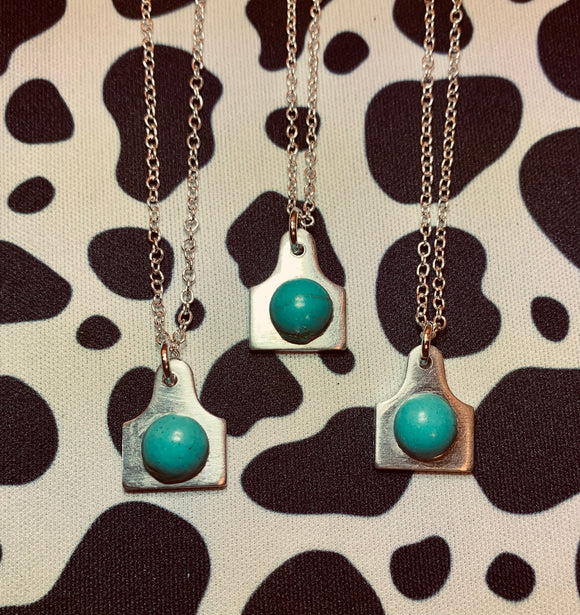 Small Cowtag Turquoise Stone Necklace