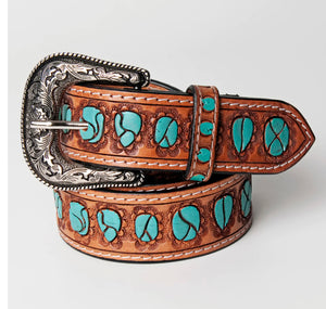 Turquoise Rock Leather Belt