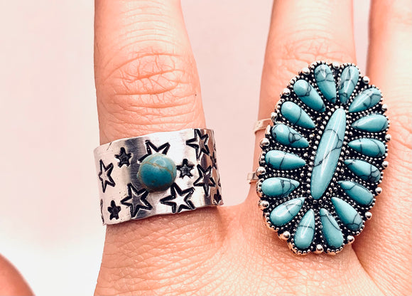 Oh My Stars Turquoise Wide Ring