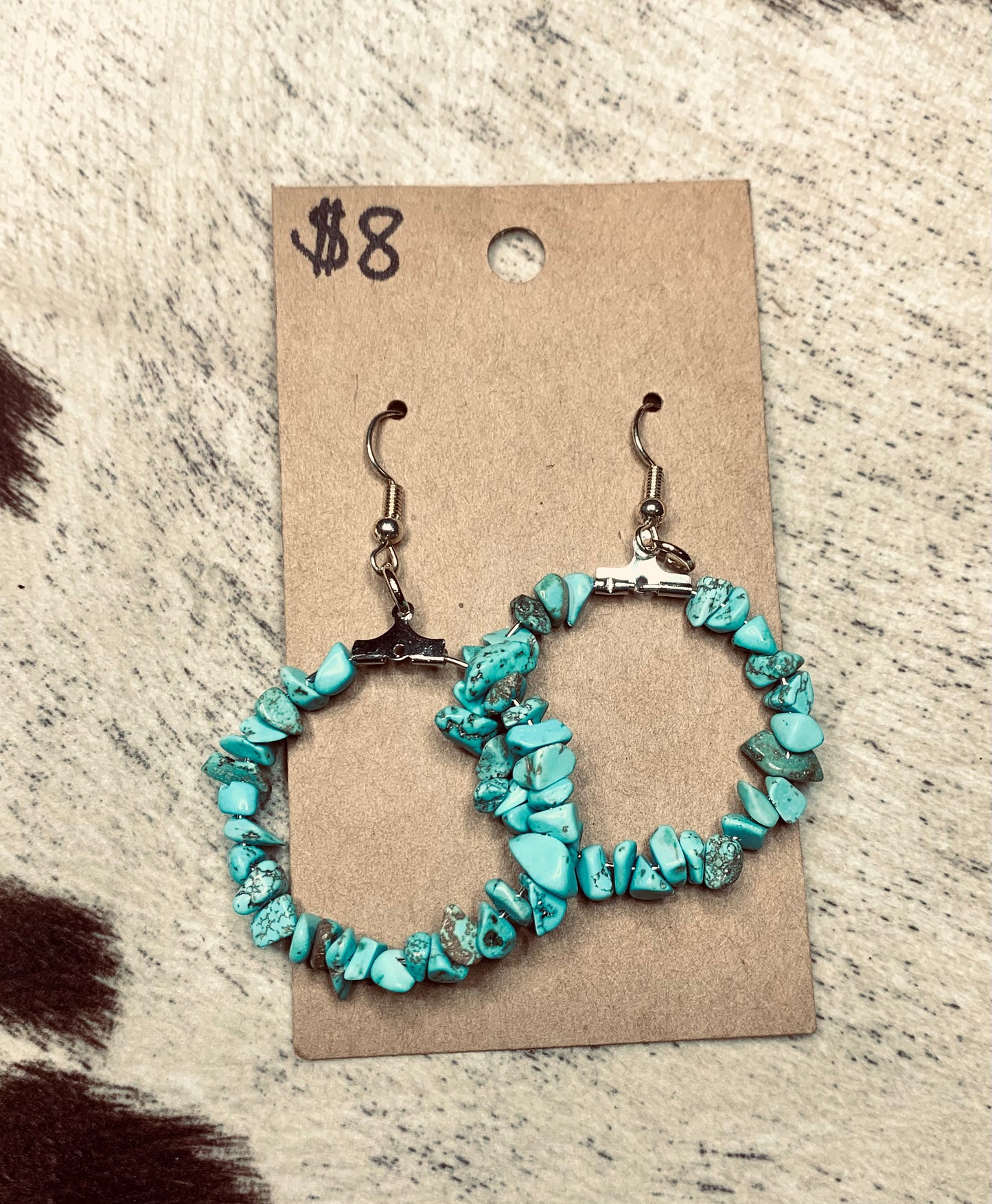 Turquoise Stone Hoop Earrings