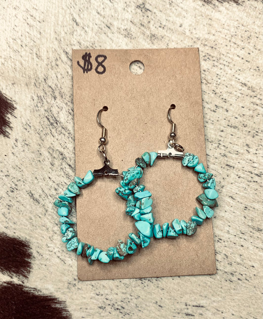 Turquoise Stone Hoop Earrings