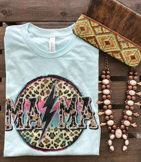 Mama Leopard Lightening Bolt Graphic Tee