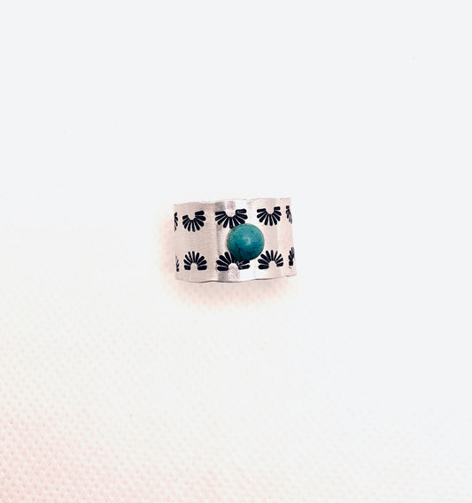 Sun Wrap Wide Ring with Turquoise Stone