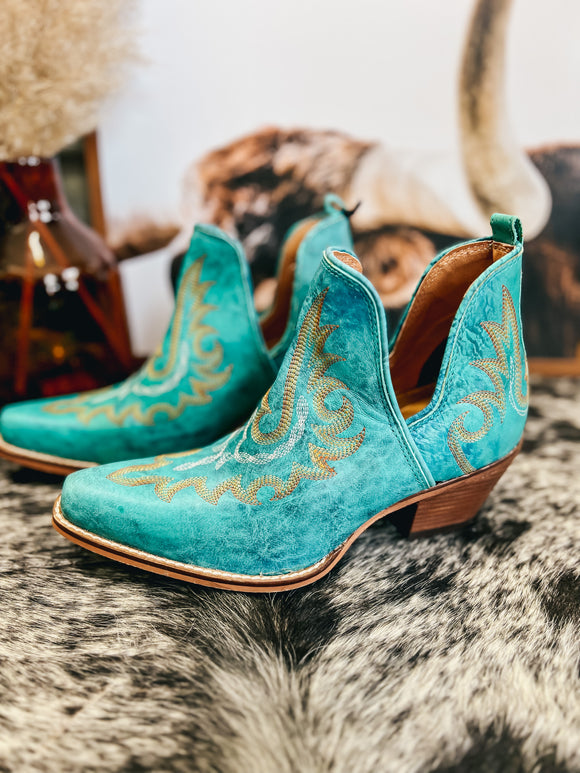 Westerly Turquoise Leather Booties