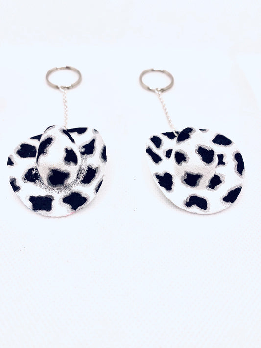 Mini Cowprint Cowboy Hat Keychain