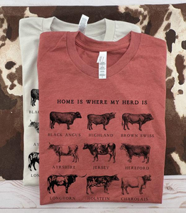 Home is Where My Herd Is Graphic Tee- Clay