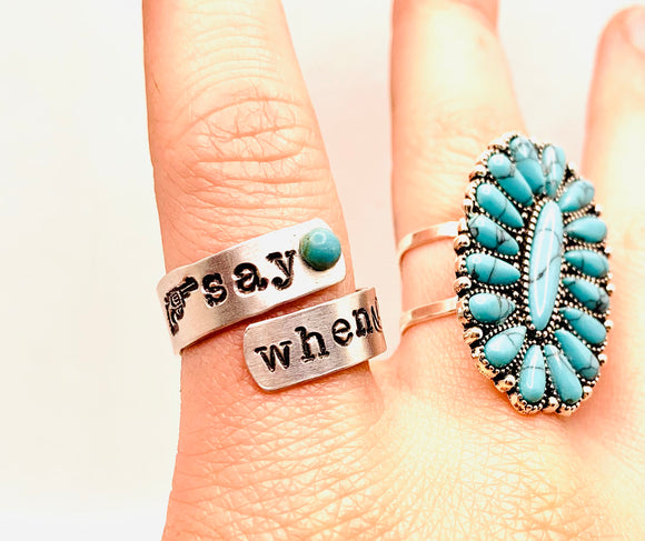 Say When Twist Ring with Turquoise Stone