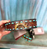 Turquoise Buckstitch Dog Collar