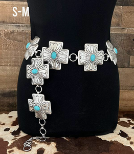 Chunky Cross Concho Belt- S/M