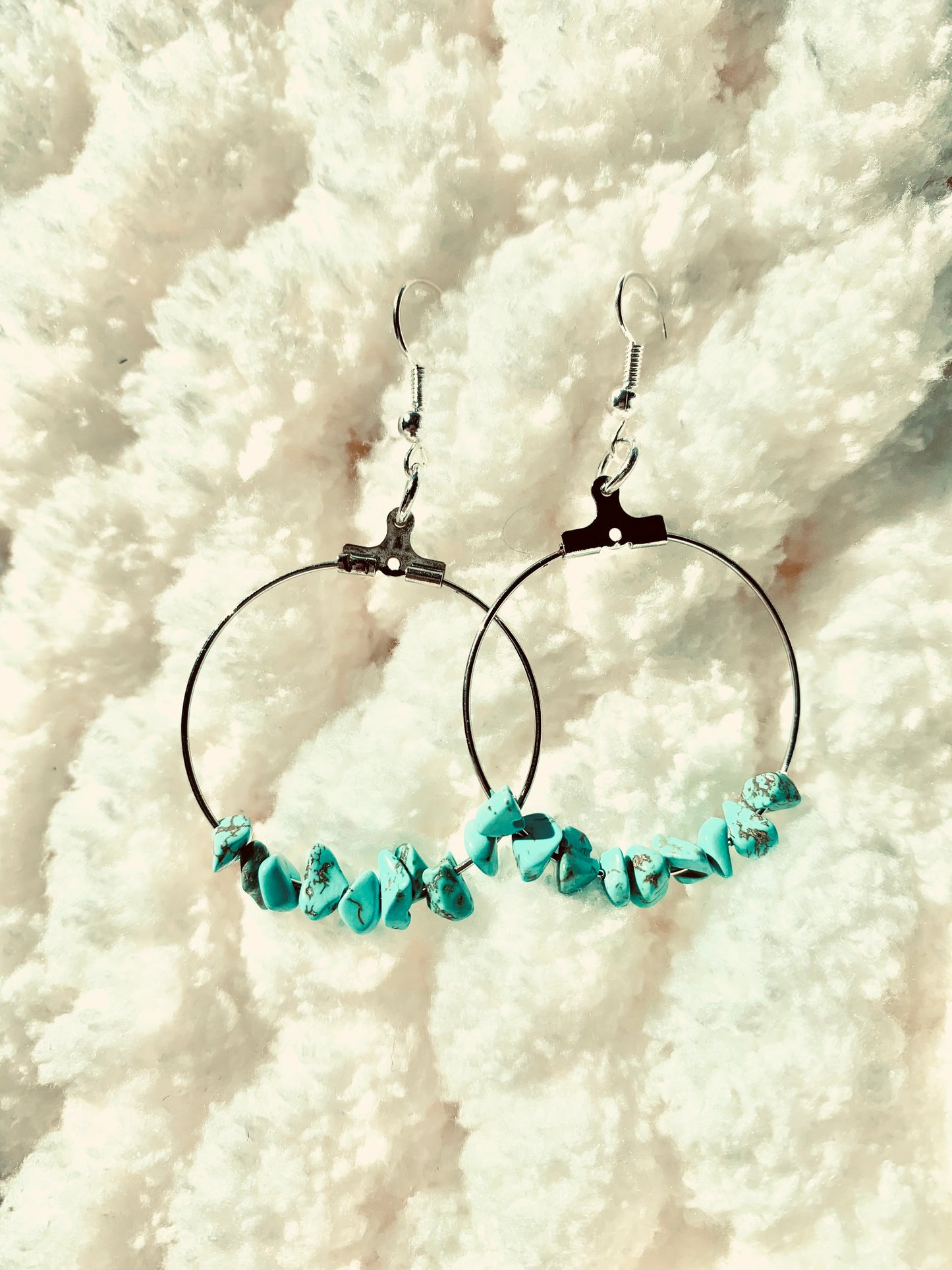 Turquoise Natural Stone Hoop Earrings