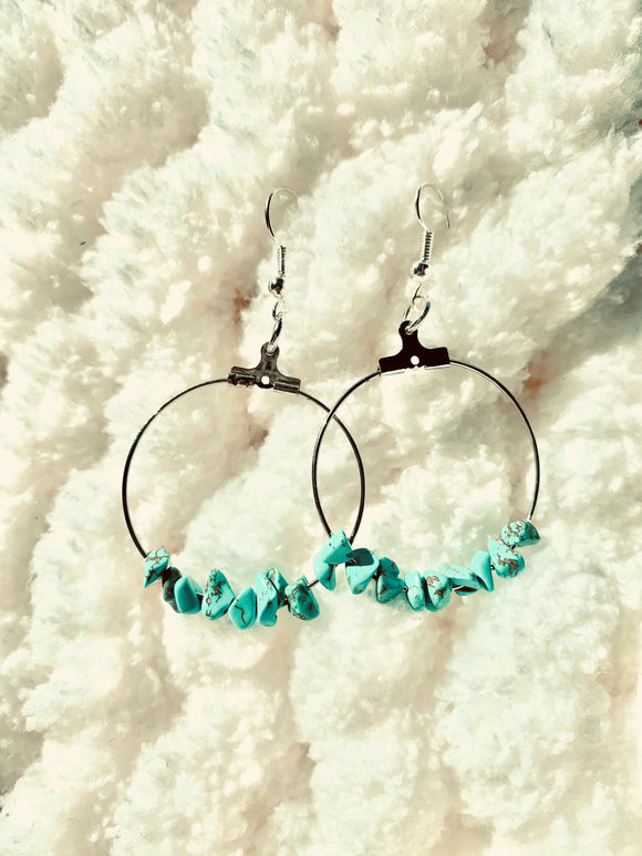 Turquoise Natural Stone Hoop Earrings