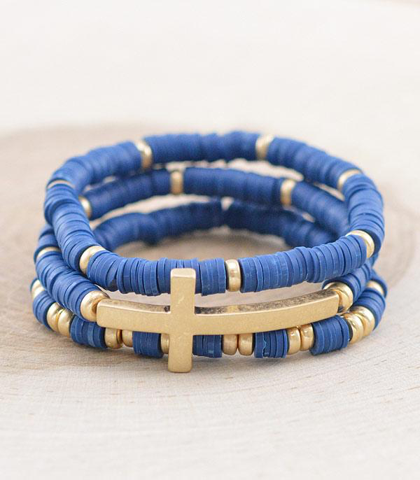 Cross Beaded Bracelet Set