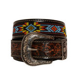 Polychrome Beaded Hand Tooled Belt