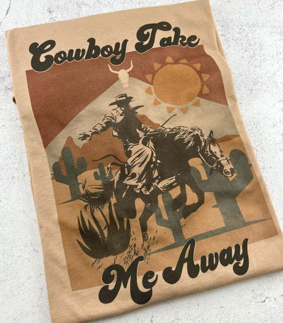 Cowboy Take Me Away Graphic Tee (Sand Dune)