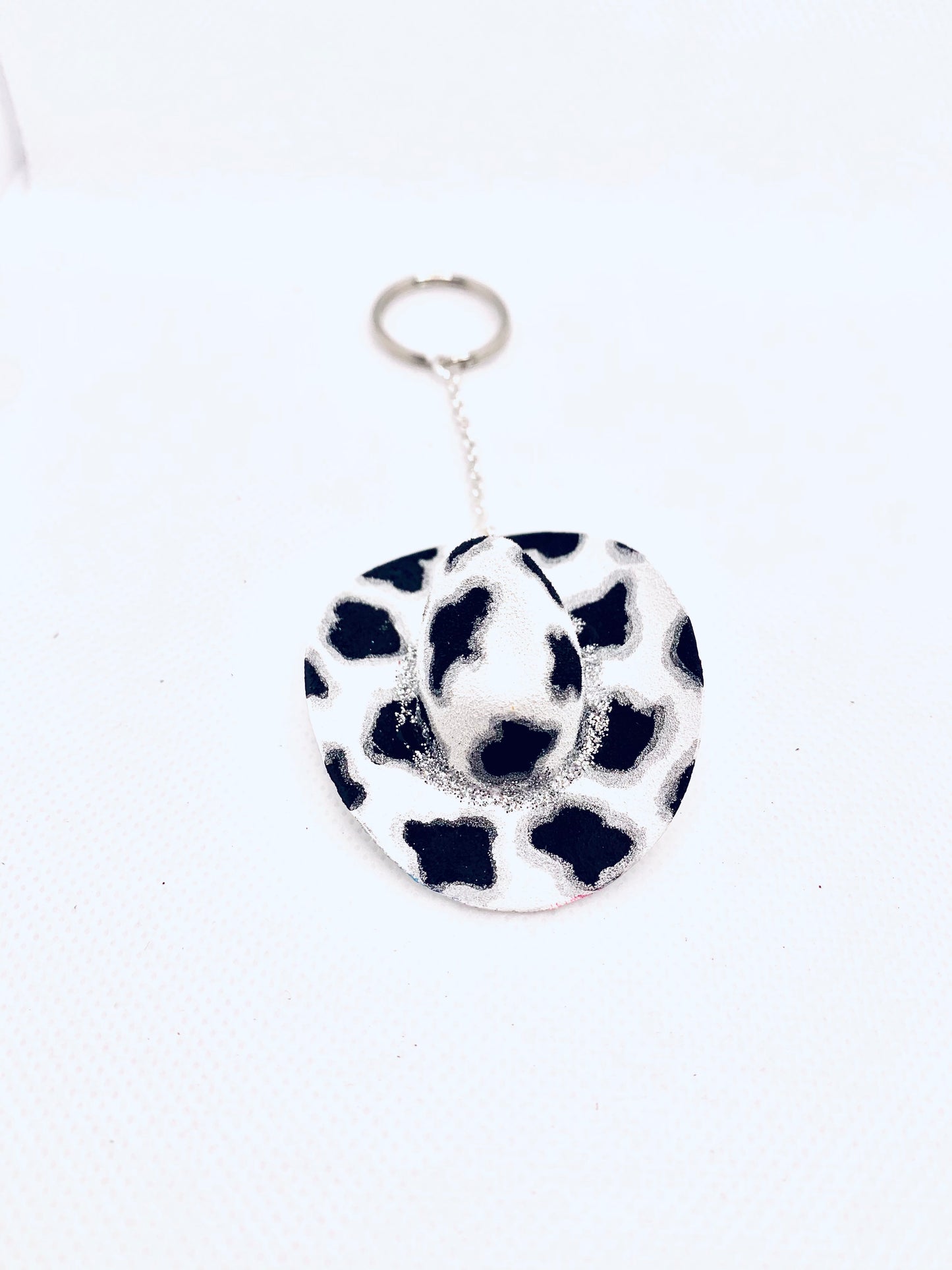 Mini Cowprint Cowboy Hat Keychain