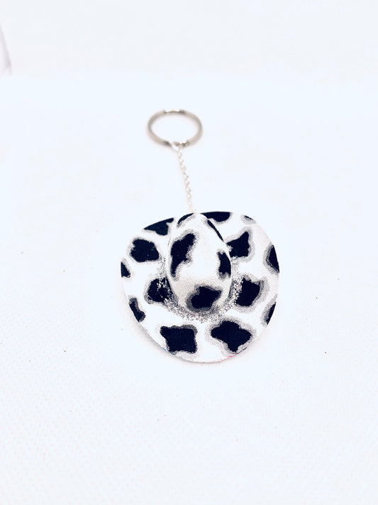 Mini Cowprint Cowboy Hat Keychain