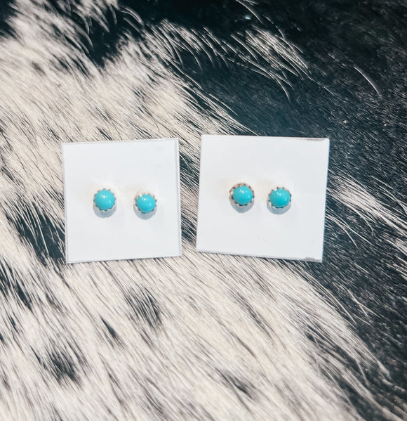 Dainty Authentic Turquoise and Silver Studs