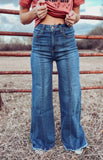 Loretta Wide Leg Jeans- Medium & Light Wash