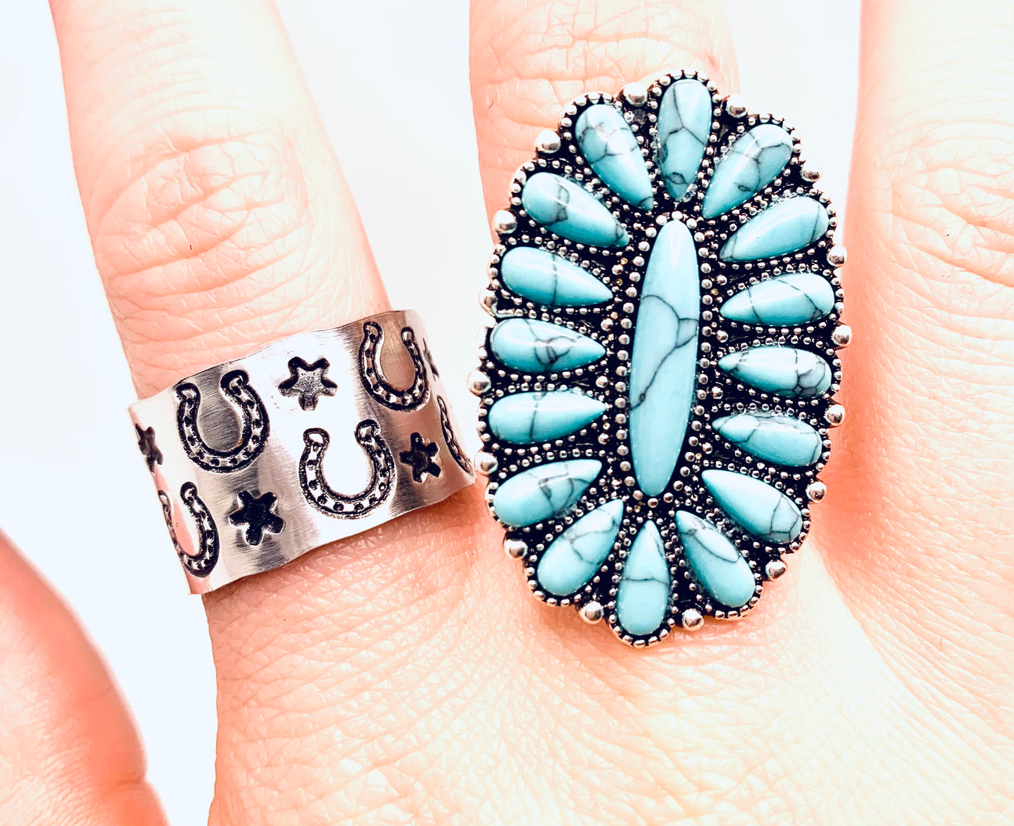 Horseshoe and Stars Wide Ring