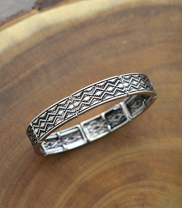 Silver Aztec Stretchy Bracelet