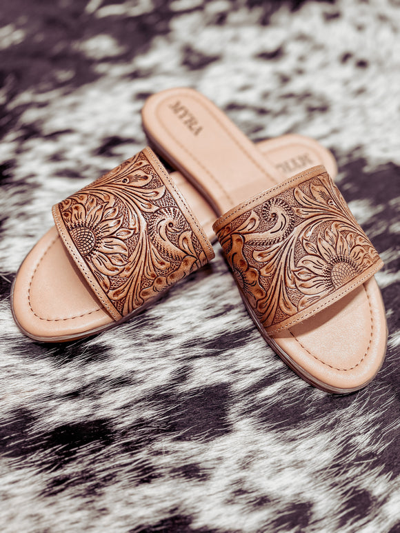 Coppu Tooled Leather Sandals