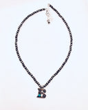 Initial Necklace with Stone on Navajo Pearl Choker