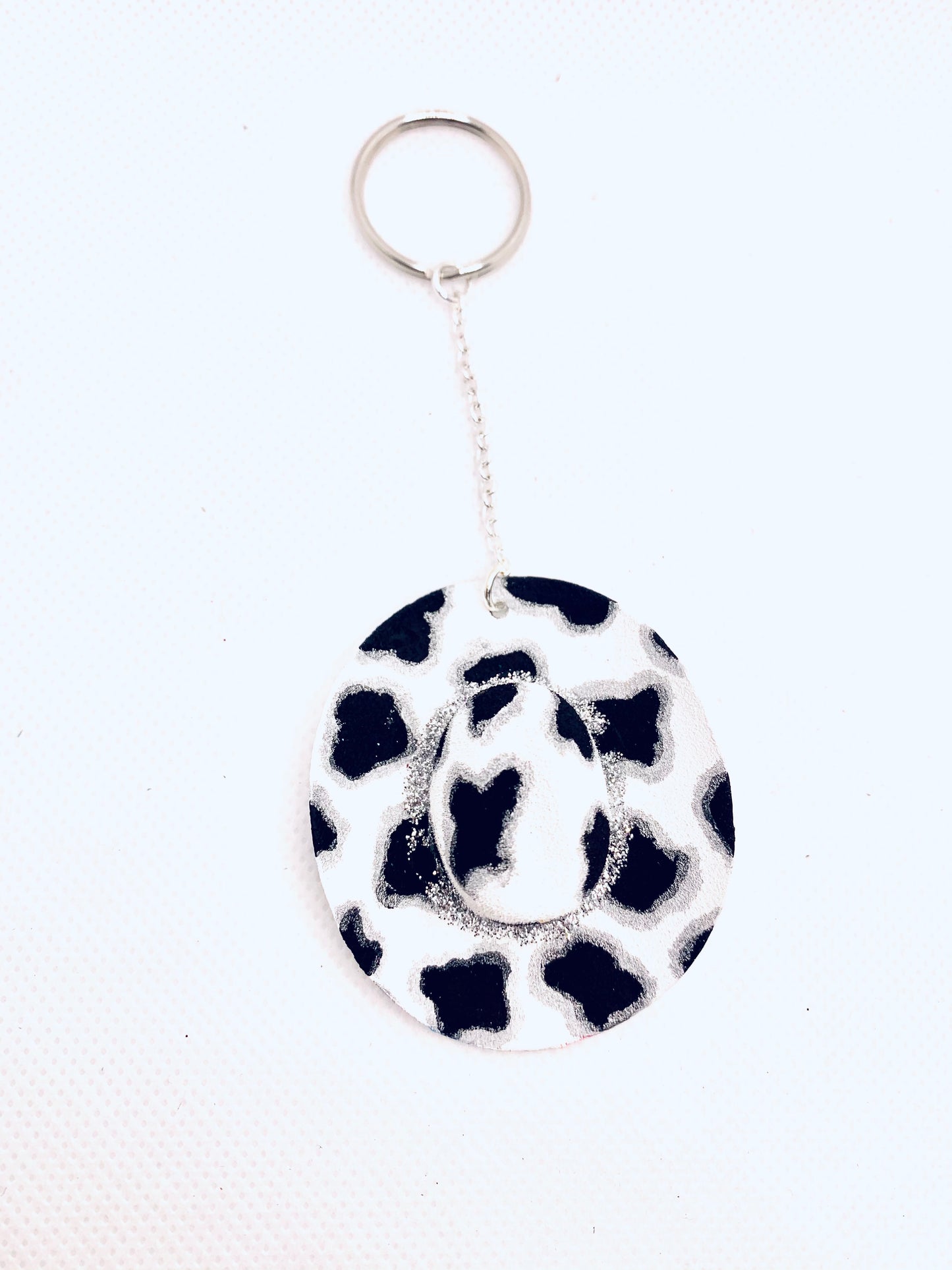 Mini Cowprint Cowboy Hat Keychain