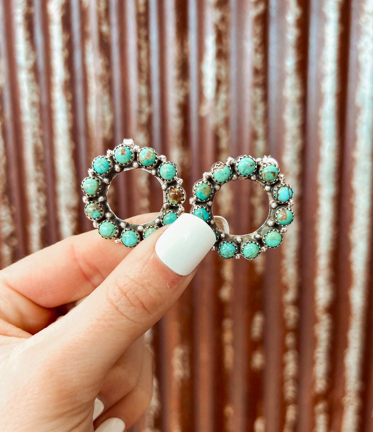 Circle Handmade Royston Turquoise Post Earrings