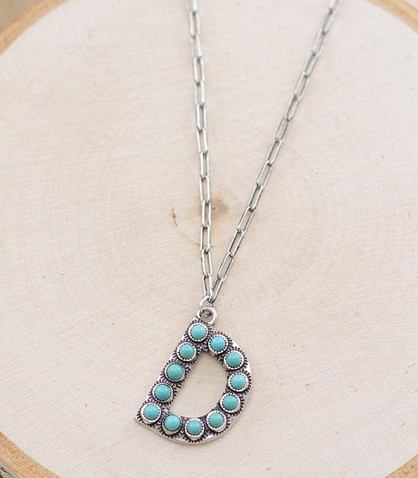 Turquoise Initial Necklace