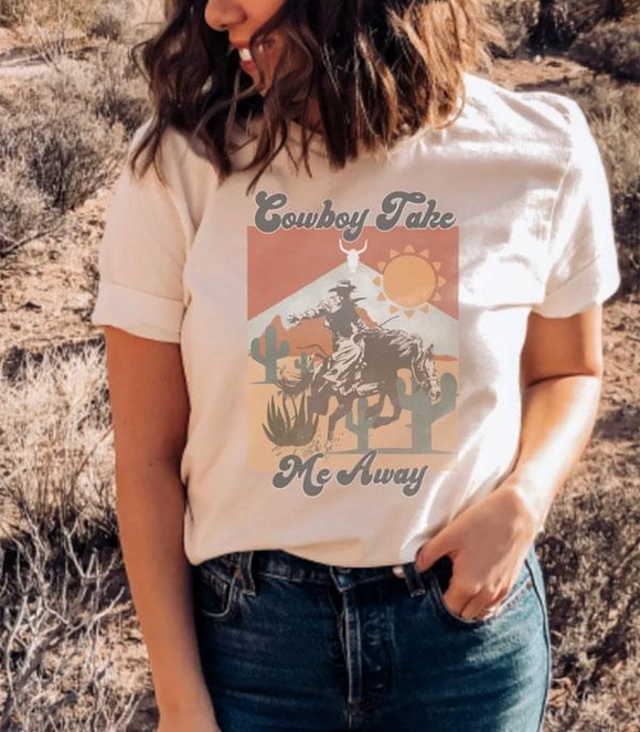 Cowboy Take Me Away Graphic Tee (Vintage White)