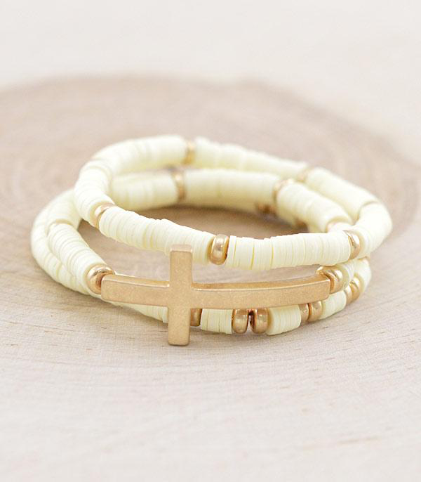 Cross Beaded Bracelet Set